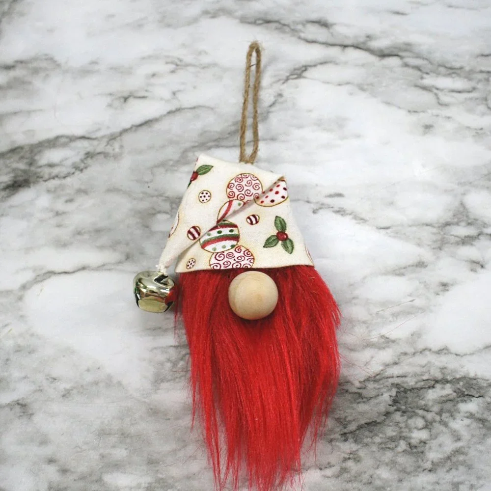 HAND CRAFTED Gnome Christmas Ornaments Set of 3 - White Ornaments Print